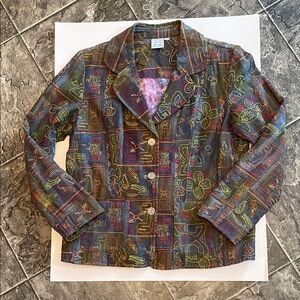 PARSLEY & SAGE Embroidered Baroque Tapestry Patterned Women's Blazer Jacket Boho